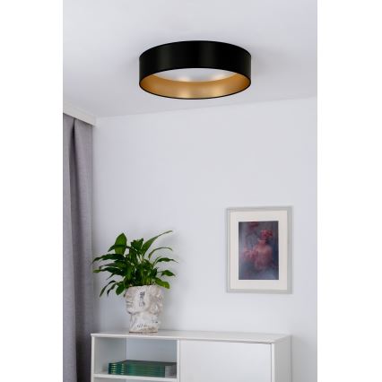 Duolla - Plafón LED ROLLER LED/24W/230V diá. 45 cm negro/dorado