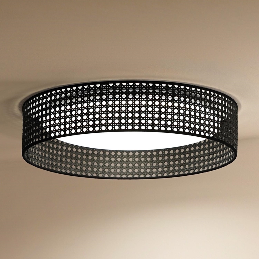 Duolla - Plafón LED ROLLER RATTAN LED/24W/230V diá. 45 cm negro