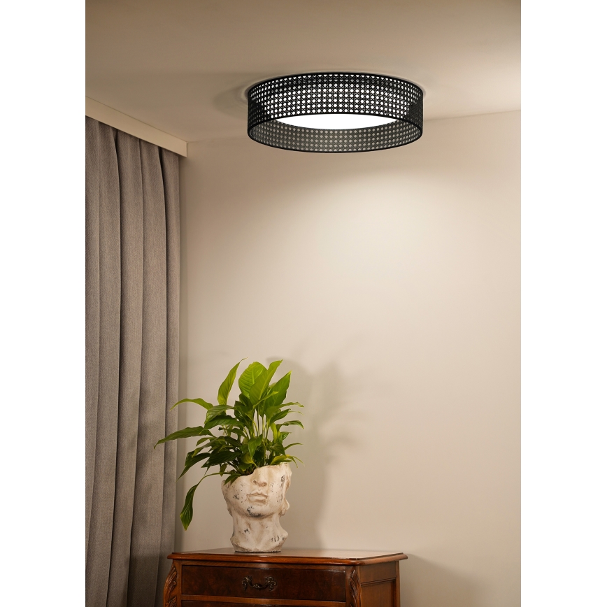 Duolla - Plafón LED ROLLER RATTAN LED/24W/230V diá. 45 cm negro