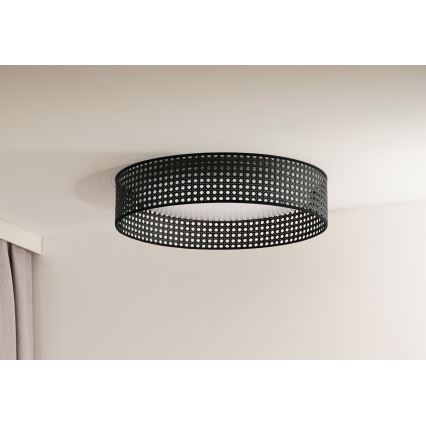 Duolla - Plafón LED ROLLER RATTAN LED/24W/230V diá. 45 cm negro