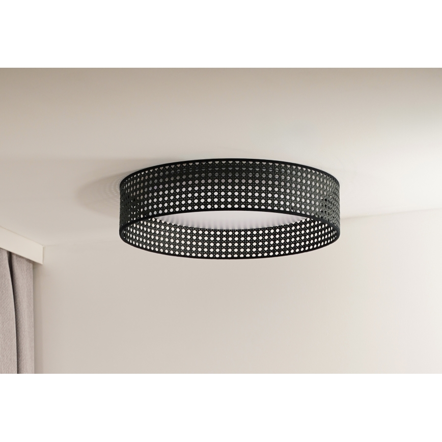 Duolla - Plafón LED ROLLER RATTAN LED/24W/230V diá. 45 cm negro