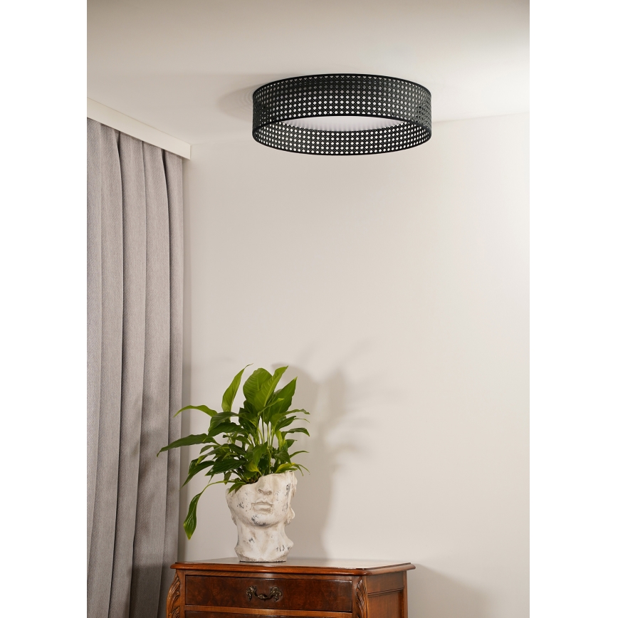 Duolla - Plafón LED ROLLER RATTAN LED/24W/230V diá. 45 cm negro