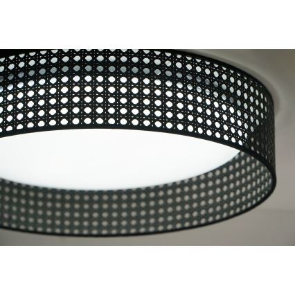 Duolla - Plafón LED ROLLER RATTAN LED/24W/230V diá. 45 cm negro