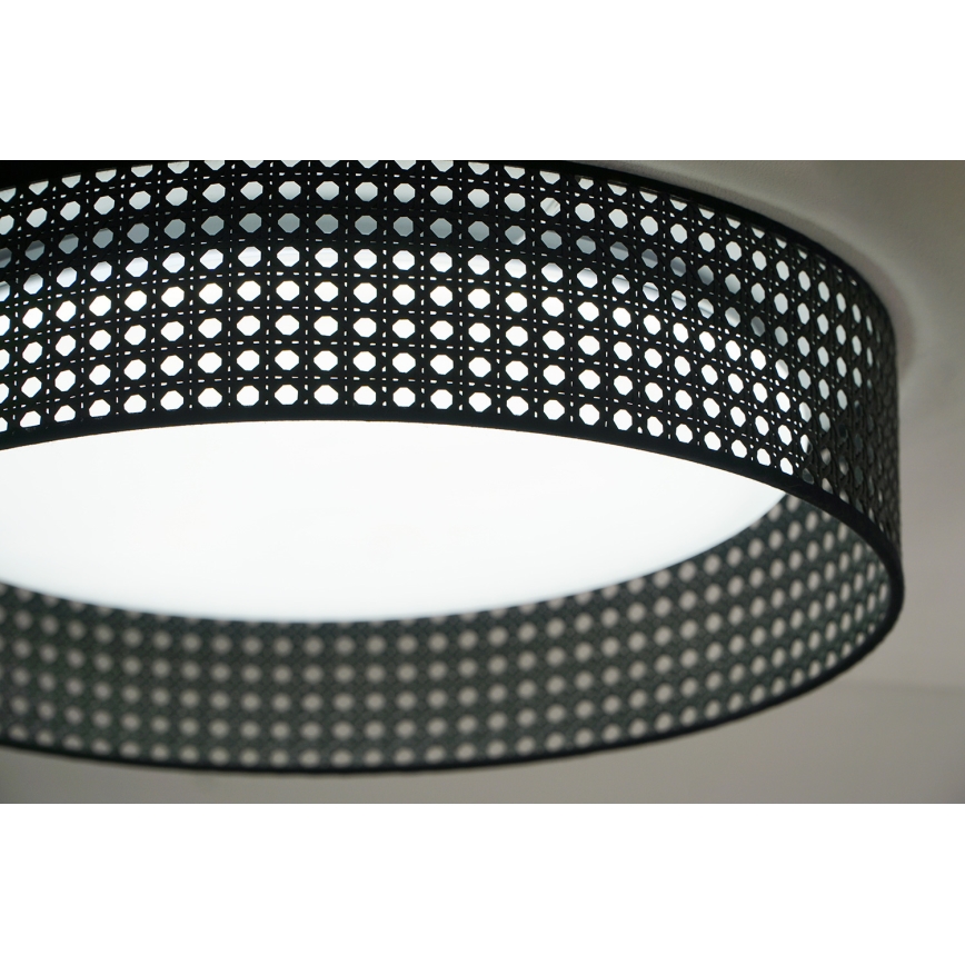 Duolla - Plafón LED ROLLER RATTAN LED/24W/230V diá. 45 cm negro