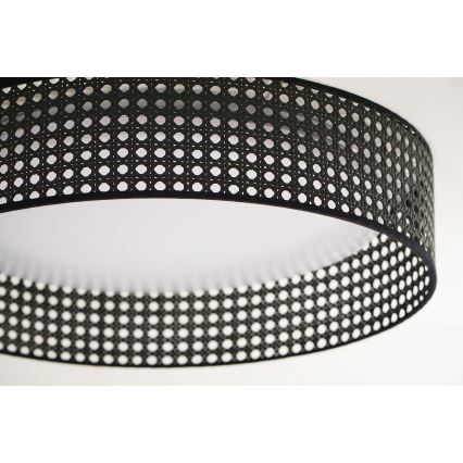 Duolla - Plafón LED ROLLER RATTAN LED/24W/230V diá. 45 cm negro