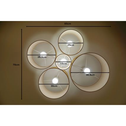 Duolla - Plafón ROLLER PENTO 5xE27/60W/230V beige