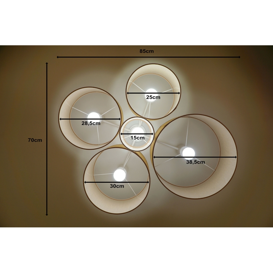 Duolla - Plafón ROLLER PENTO 5xE27/60W/230V beige