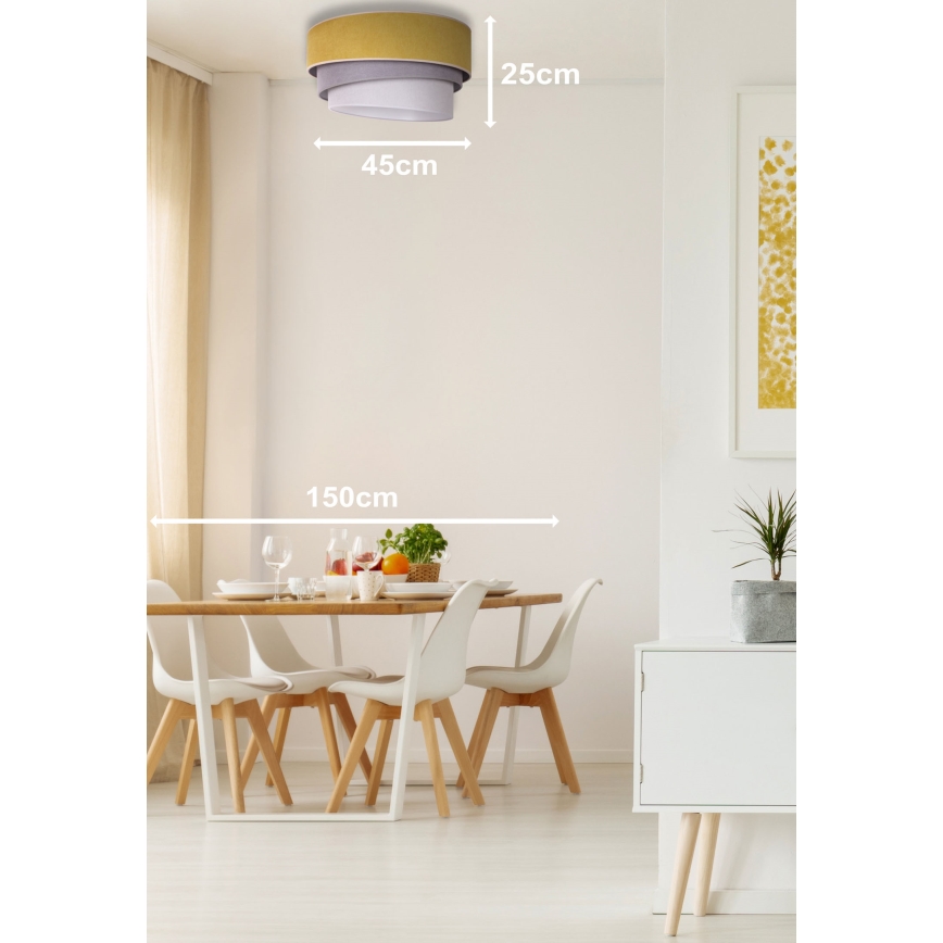 Duolla - Plafón TRIO 1xE27/15W/230V diá. 45 cm amarillo/gris/blanco