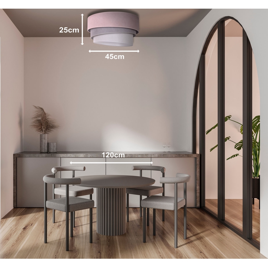 Duolla - Plafón TRIO 1xE27/15W/230V diá. 45 cm rosa/gris/blanco