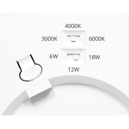 Panel LED regulable LEXA LED/6/12/18W/230V 3000/4000/6000K diá. 22,5 cm blanco