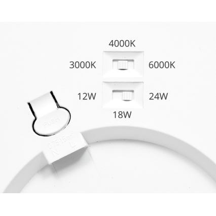 Panel LED regulable LEXA LED/12/18/24W/230V 3000/4000/6000K diá. 30 cm negro
