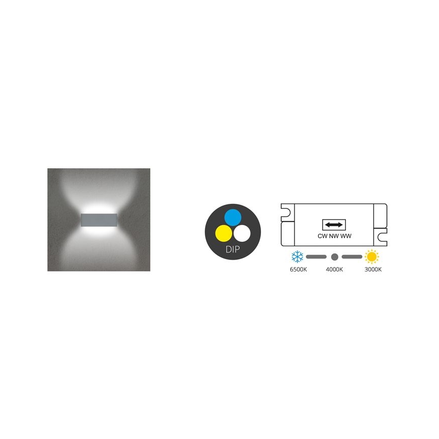 Aplique LED para exterior BRICK 2xLED/6W/230V 3000/4000/6500K IP65 blanco
