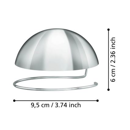 Eglo 11907 - Tapa esférica decorativa para bombilla G95 cromo brillante