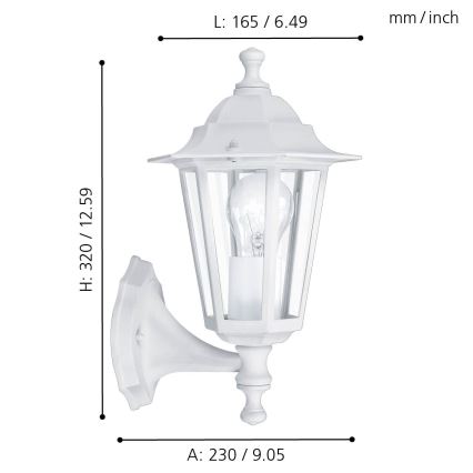 Eglo - Aplique exterior 1xE27/60W blanco