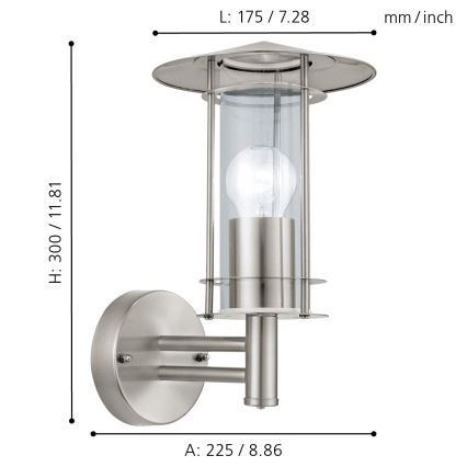 Eglo - Lámpara exterior 1xE27/60W/230V IP44