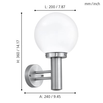 Eglo - Lámpara exterior E27/60W/230V IP44