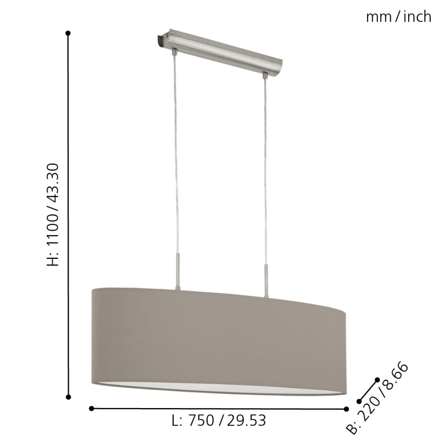Eglo - Lámpara colgante 2xE27/60W/230V taupe