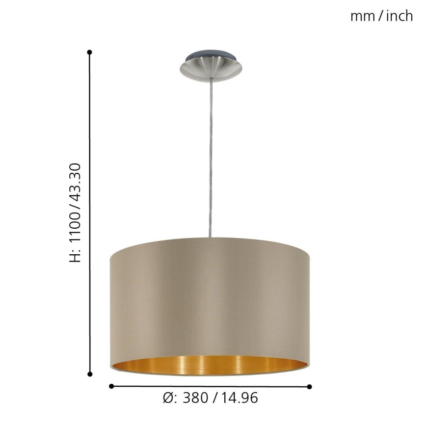 Eglo - Lámpara colgante 1xE27/60W/230V taupe