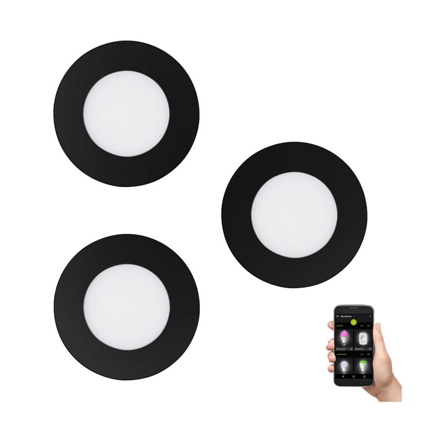Eglo 31743 - SET 3x Lámpara empotrable de baño LED regulable FUEVA-Z 1xLED/2,8W/230V 2700-6500 IP44 negro