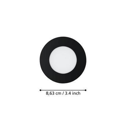 Eglo 31743 - SET 3x Lámpara empotrable de baño LED regulable FUEVA-Z 1xLED/2,8W/230V 2700-6500 IP44 negro