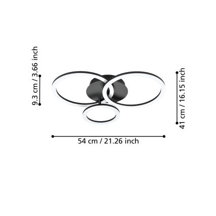 Eglo 31771 - Plafón LED regulable PARRAPOS-Z LED/33W/230V 3000-6500K negro