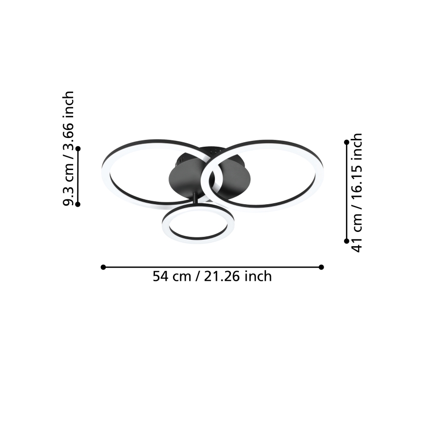 Eglo 31771 - Plafón LED regulable PARRAPOS-Z LED/33W/230V 3000-6500K negro