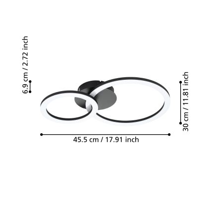 Eglo 31772 - Plafón LED regulable PARRAPOS-Z LED/15W/230V 3000-6500K negro