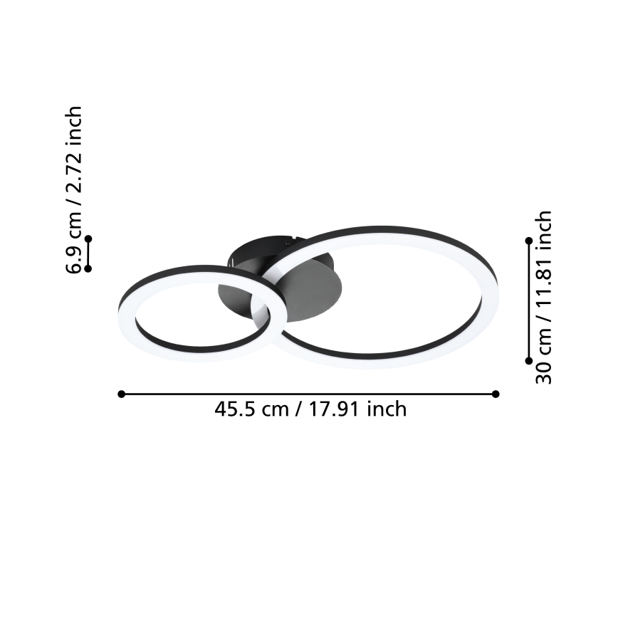 Eglo 31772 - Plafón LED regulable PARRAPOS-Z LED/15W/230V 3000-6500K negro