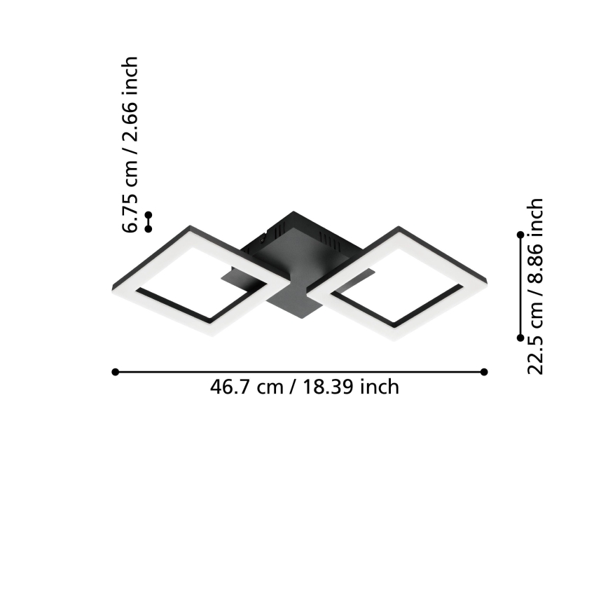 Eglo 31773 - Plafón LED regulable PARANDAY-Z LED/15,5W/230V 3000-6500K negro