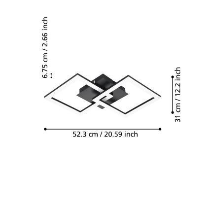 Eglo 31774 - Plafón LED regulable PARANDAY-Z LED/21,5W/230V 3000-6500K negro