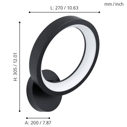 Eglo 32325 - LED RGBW Aplique regulable MARGHERA-C LED/16W/230V 2700-6500K negro