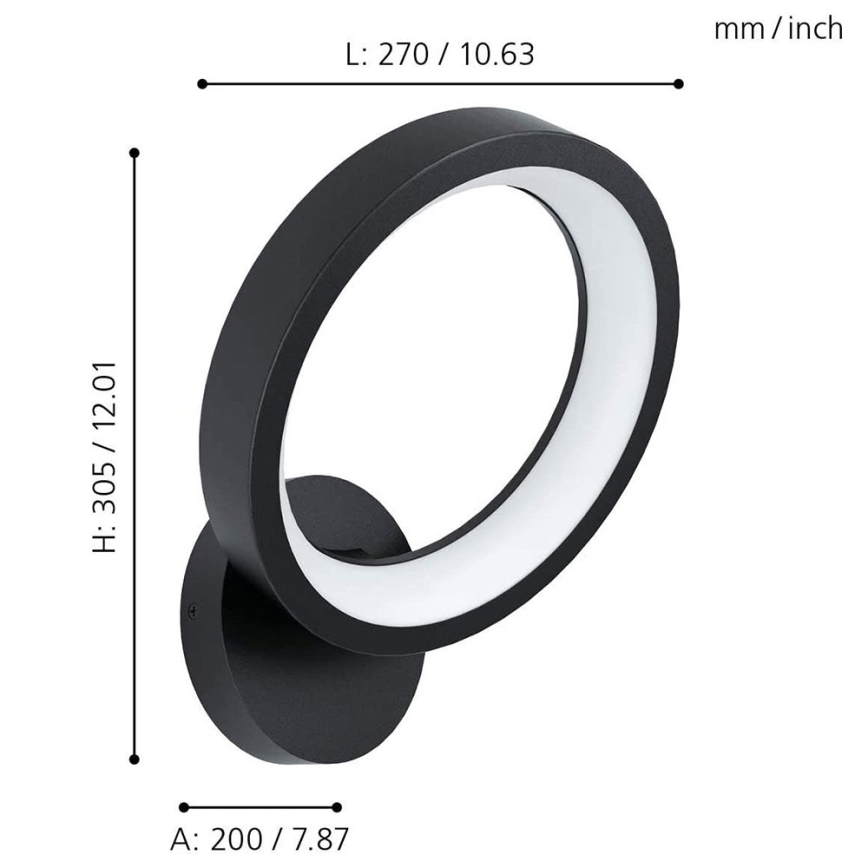 Eglo 32325 - LED RGBW Aplique regulable MARGHERA-C LED/16W/230V 2700-6500K negro