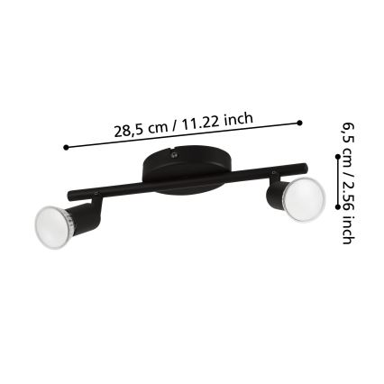 Eglo - Foco LED 2xGU10/2,8W/230V 3000K negro