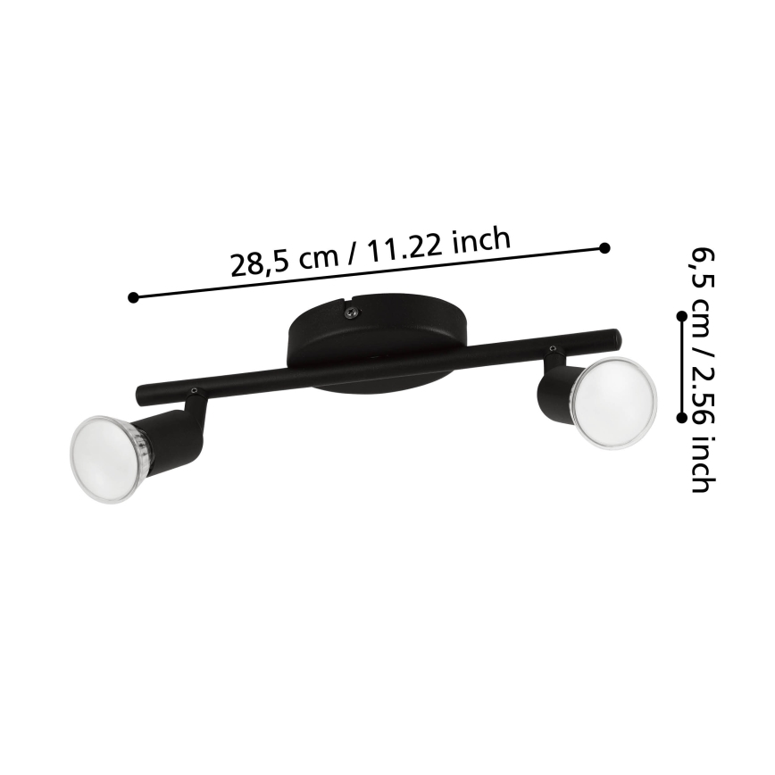 Eglo - Foco LED 2xGU10/2,8W/230V 3000K negro