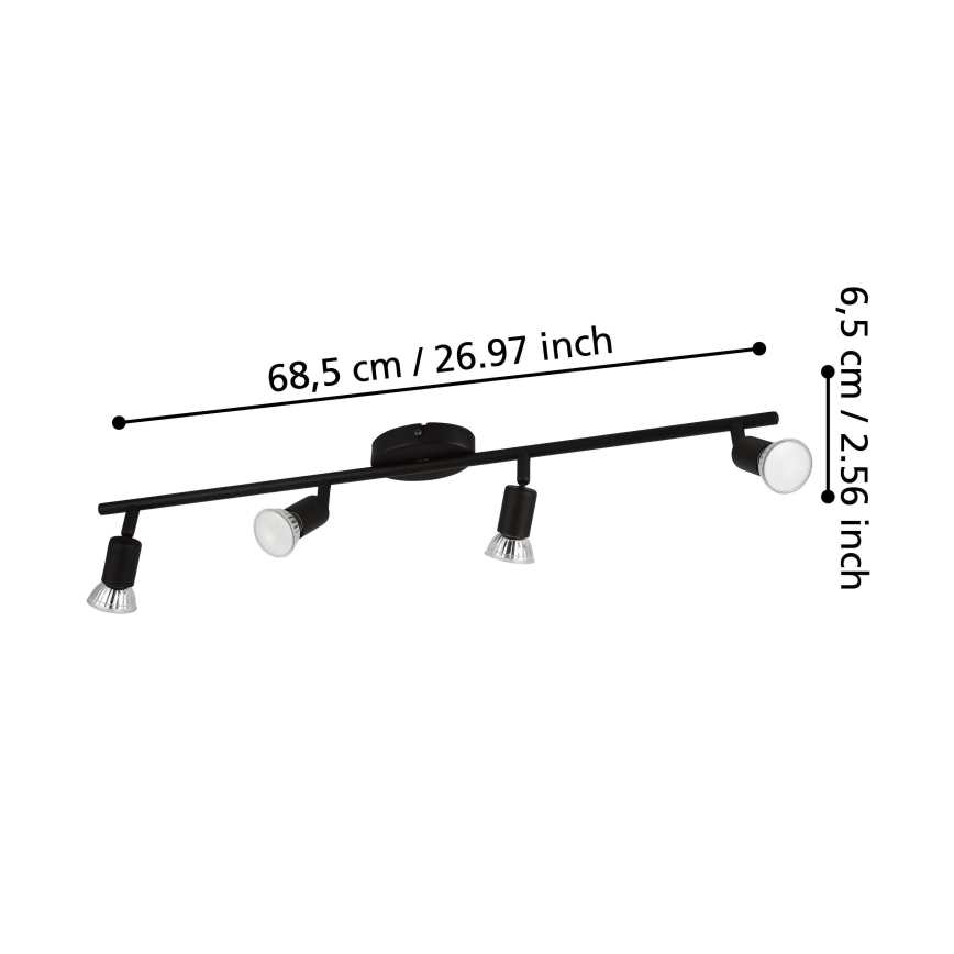 Eglo - Foco LED 4xGU10/2,8W/230V 3000K negro