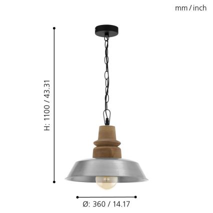 Eglo 33024 - Lámpara colgante con cadena RIDDLECOMBE 1xE27/60W/230V