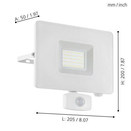 Eglo - LED Reflector con sensor LED/50W/230V IP44