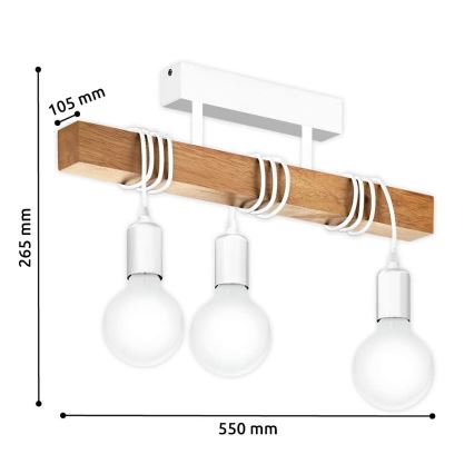 Eglo - Lámpara de techo TOWNSHEND 3xE27/60W/230V