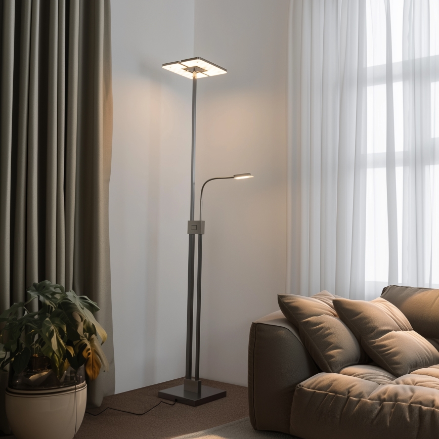 Eglo 33182 - Lámpara de pie LED regulable SOLANO 1xLED/26W/230V +1xLED/3,2W 3000K cromo mate