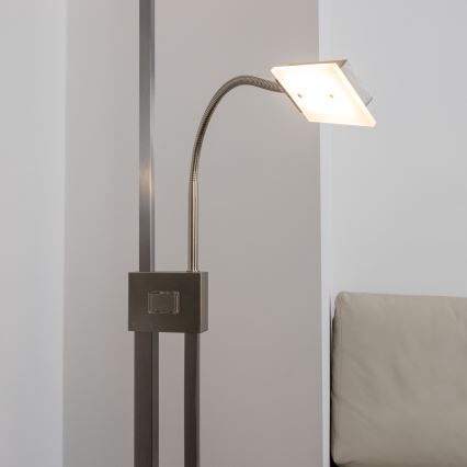 Eglo 33182 - Lámpara de pie LED regulable SOLANO 1xLED/26W/230V +1xLED/3,2W 3000K cromo mate