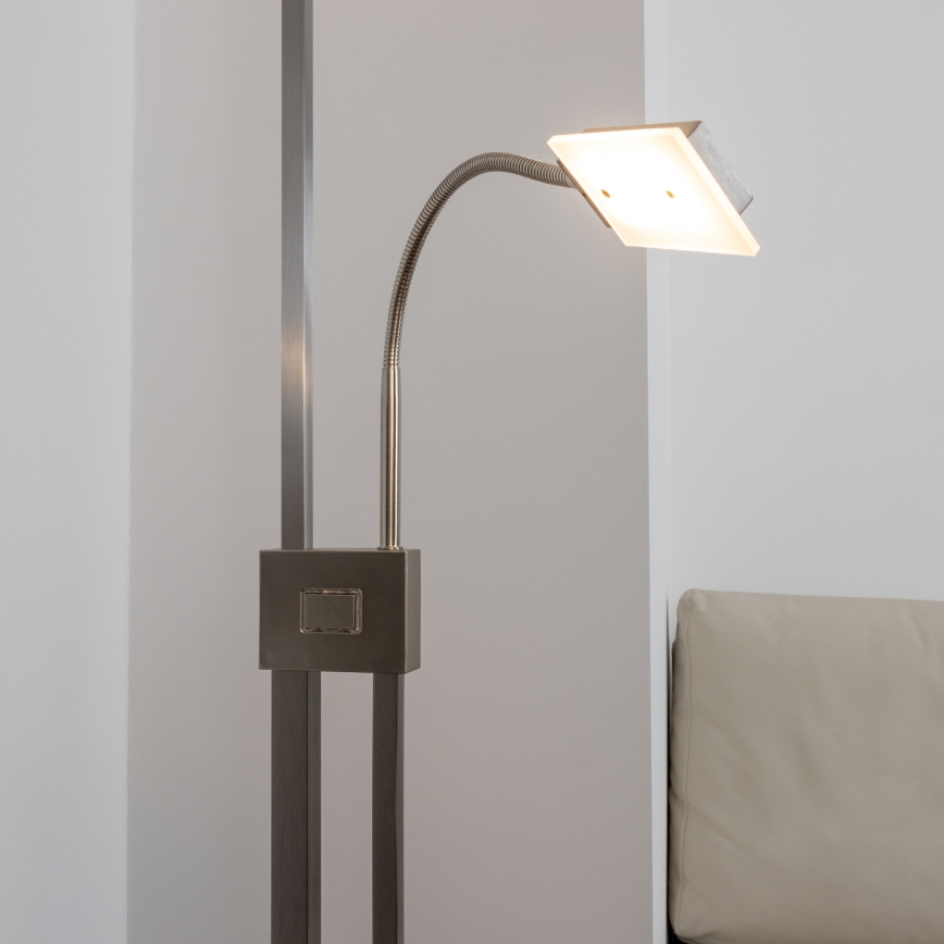 Eglo 33182 - Lámpara de pie LED regulable SOLANO 1xLED/26W/230V +1xLED/3,2W 3000K cromo mate