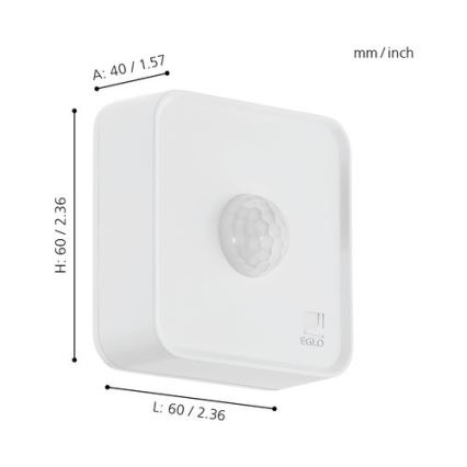 Eglo 33236 - Sensor de movimiento para exterior CONNECT SENSOR 3xAA 12 m blanco IP44