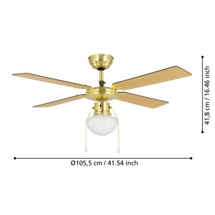 Eglo - Ventilador de techo 1xE27/60W/230V dorado