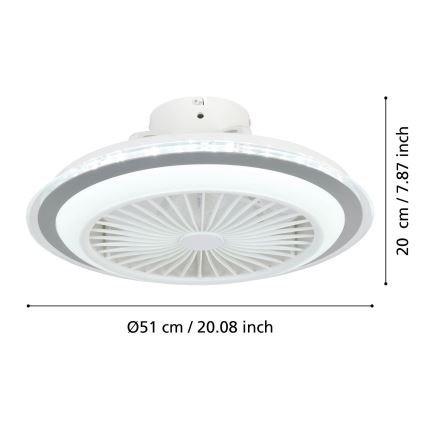 Eglo - Ventilador de techo regulable LED/25,5W/230V blanco/gris 2700-6500K + mando a distancia