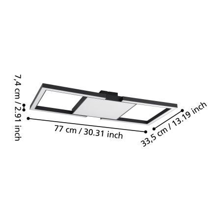 Eglo - Plafón LED regulable LED/26,2W/230V 2700-6500K negro + control remoto