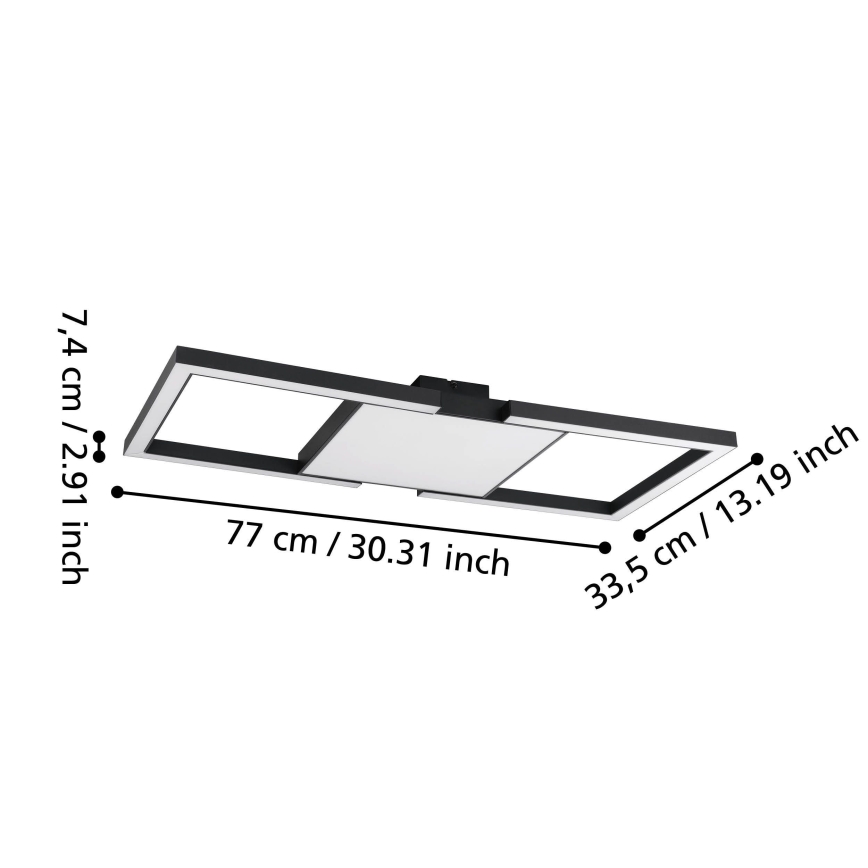 Eglo - Plafón LED regulable LED/26,2W/230V 2700-6500K negro + control remoto