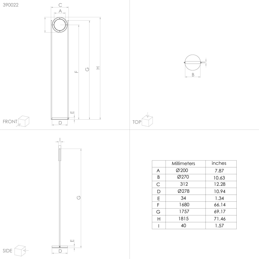 Eglo - Lámpara de pie LED regulable LED/20W/230V 3000K negro