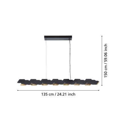 Eglo - Lámpara de araña LED regulable LED/44W/230V 3000K negro/dorado