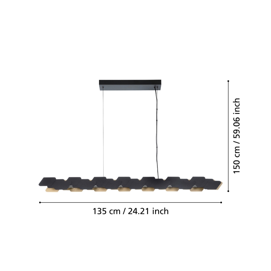 Eglo - Lámpara de araña LED regulable LED/44W/230V 3000K negro/dorado