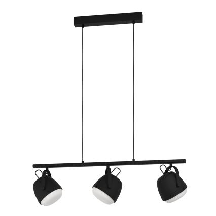 Eglo - Lámpara colgante 3xE27/28W/230V negro